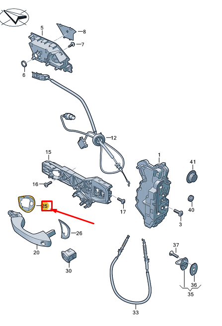 new vw id.3 e11 front left exterior door handle gasket 5h0837209a original