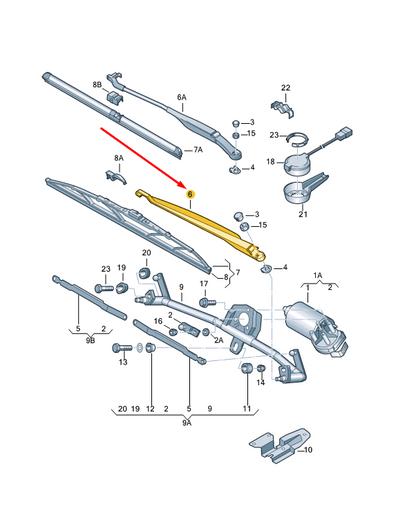 NEW VW BEETLE FRONT RIGHT WIPER ARM RHD1C2955410B ORIGINAL