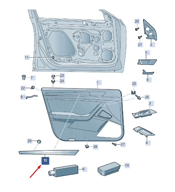 new skoda superb mk3 front right trim door panel molding 3v0867062cny5 original