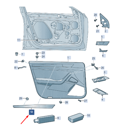 new skoda superb mk3 front right trim door panel molding 3v0867062cny5 original