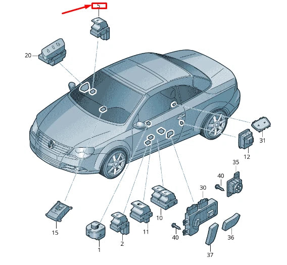 NEW VW EOS 1F SUNROOF CONTROL SWITCH 1Q0959727D VCZ 1Q0959727DVCZ ORIGINAL