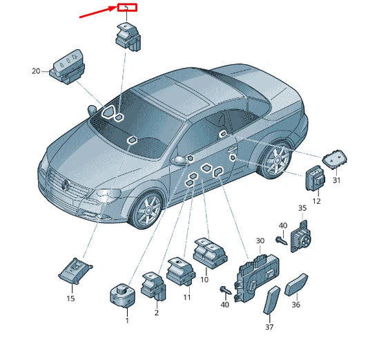 NEW VW EOS 1F SUNROOF CONTROL SWITCH 1Q0959727D VCZ 1Q0959727DVCZ ORIGINAL
