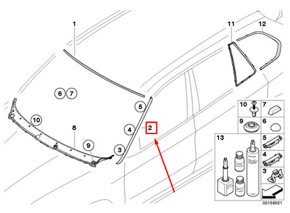 new bmw x5 e70 left windshield drip moulding 51317250395 7250395 original