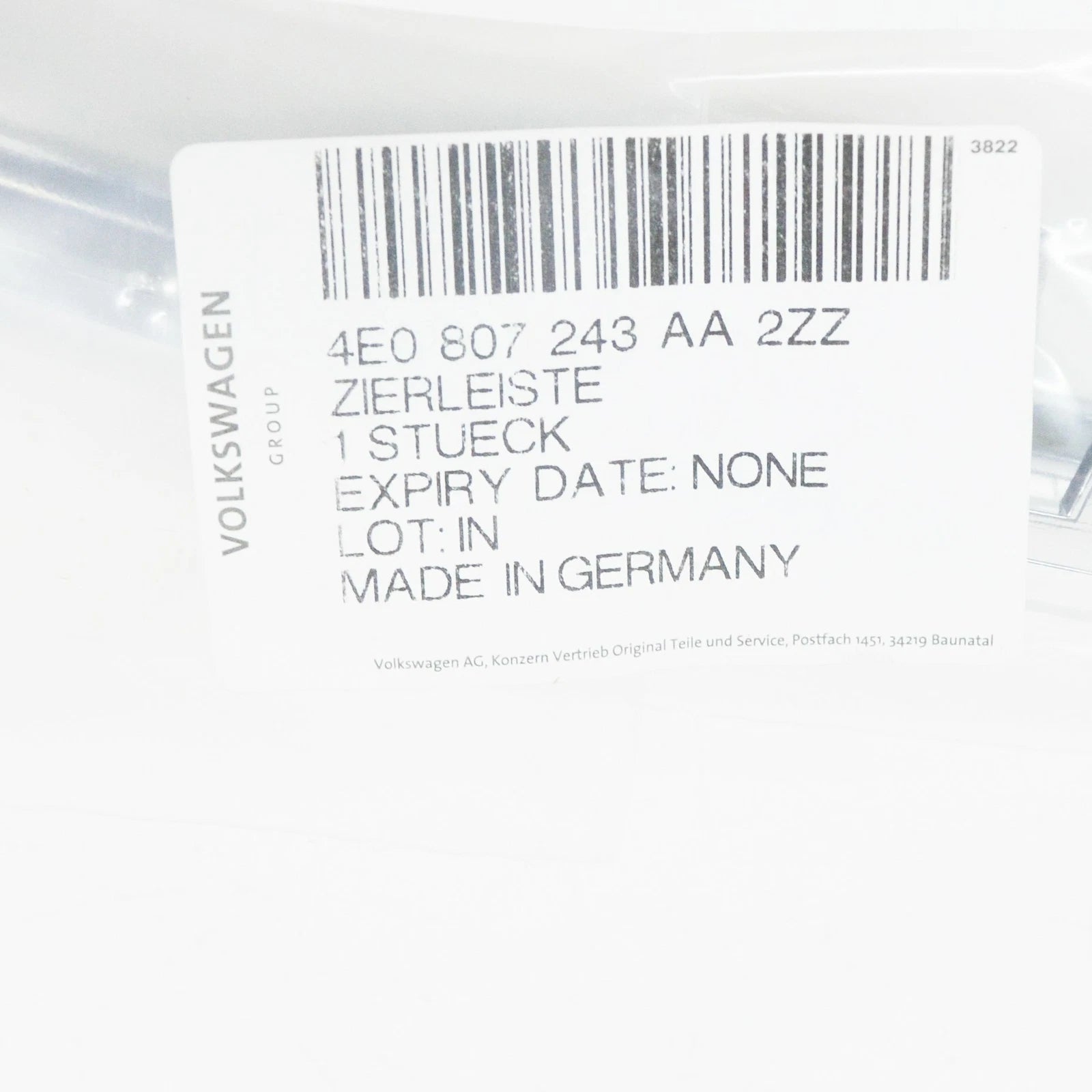 NEW AUDI A8 D3 FRONT BUMPER LEFT CHROME MOLDING TRIM 4E0807243AA2ZZ