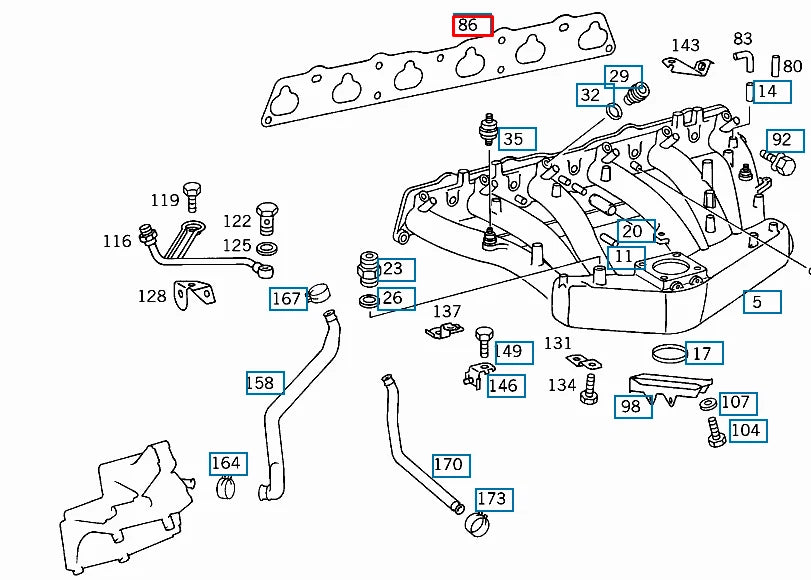 NEW MERCEDES-BENZ S W140 ENGINE INTAKE MANUIFOLD GASKET SEAL A1041410980
