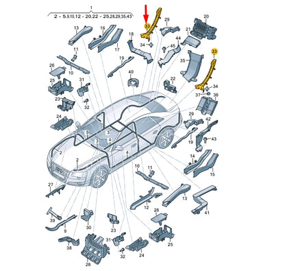NEW AUDI A8 D4 REAR LID RIGHT HINGES GUIDE PIECE TRIM 4H0971446K ORIGINAL