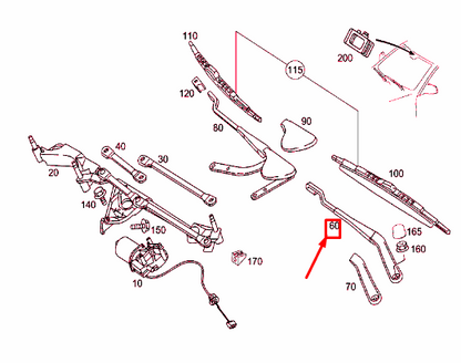 NEW MERCEDES-BENZ C W203 WINDSHIELD LEFT WIPER ARM LHD A2038200544 ORIGINAL