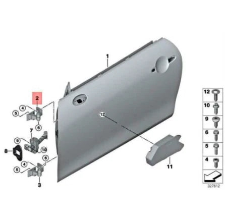 NEW BMW 1 F20 FRONT RIGHT DOOR UPPER HINGE 7284534 41517284534 ORIGINAL
