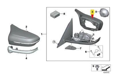NEW BMW 5 F90 M5 FRONT RIGHT WING MIRROR SUPPORTING BRACKET 51168064656 ORIGINAL