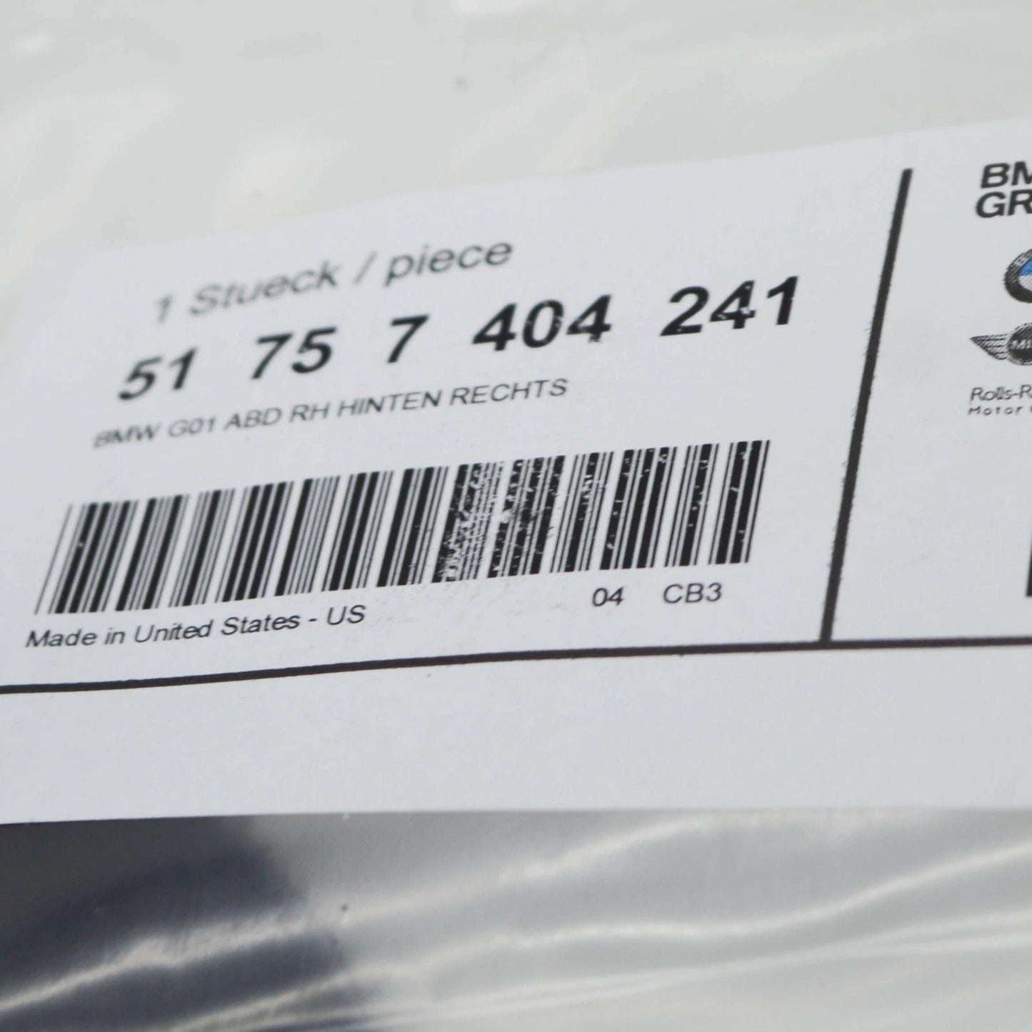 NEW BMW X3 F25 REAR UNDERSHIELD 51757404241 7404241 ORIGINAL