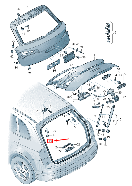 new audi q5 fy rear tailgate seal rubber 80a827705c original