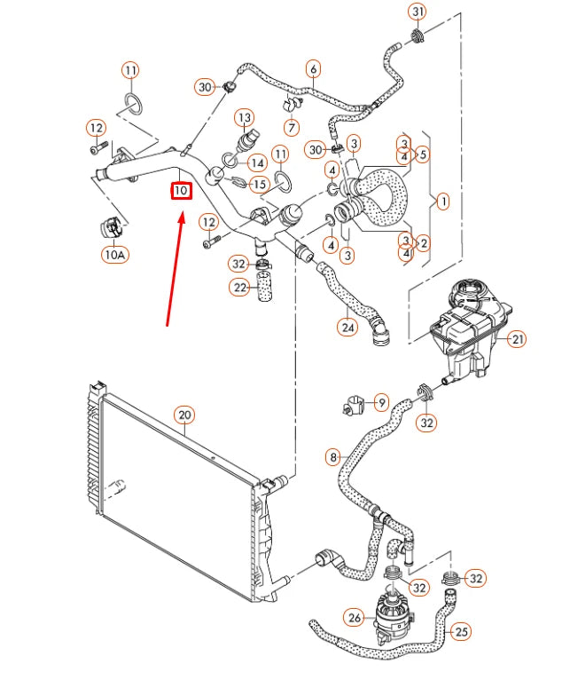 NEW AUDI A6 C6 ENGINE COOLANT PIPE 06E121045T ORIGINAL