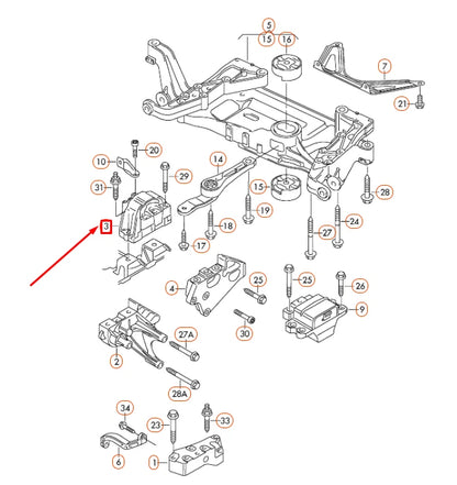 NEW AUDI TT 8J RIGHT SIDE ENGINE MOUNTING 8J0199262 ORIGINAL