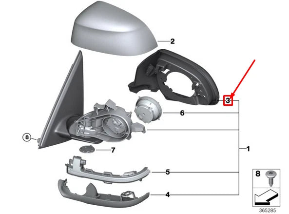 NEW BMW X3 F25 FRONT RIGHT OUTSIDE MIRROR SUPPORTING RING 51167327912 ORIGINAL