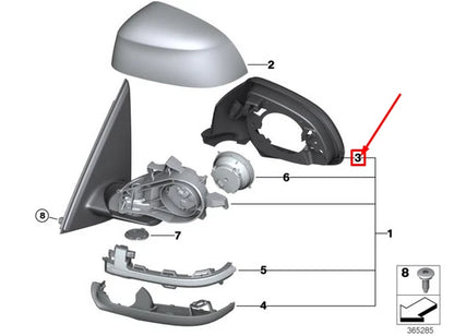 NEW BMW X3 F25 FRONT RIGHT OUTSIDE MIRROR SUPPORTING RING 51167327912 ORIGINAL