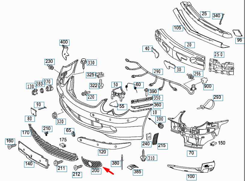 NEW MERCEDES-BENZ SL R230 FRONT RIGHT FOG LIGHT GRILL A2308851553 ORIGINAL