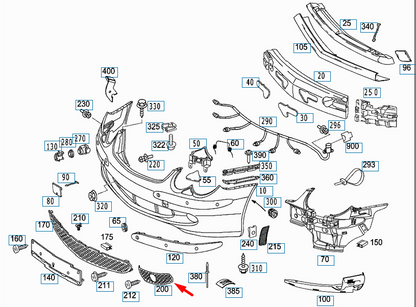 NEW MERCEDES-BENZ SL R230 FRONT RIGHT FOG LIGHT GRILL A2308851553 ORIGINAL