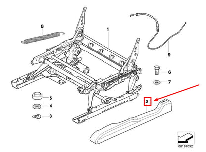 NEW BMW 6 E63 FRONT LEFT SEAT RAIL TRIM COVER 52108248211 8248211 ORIGINAL