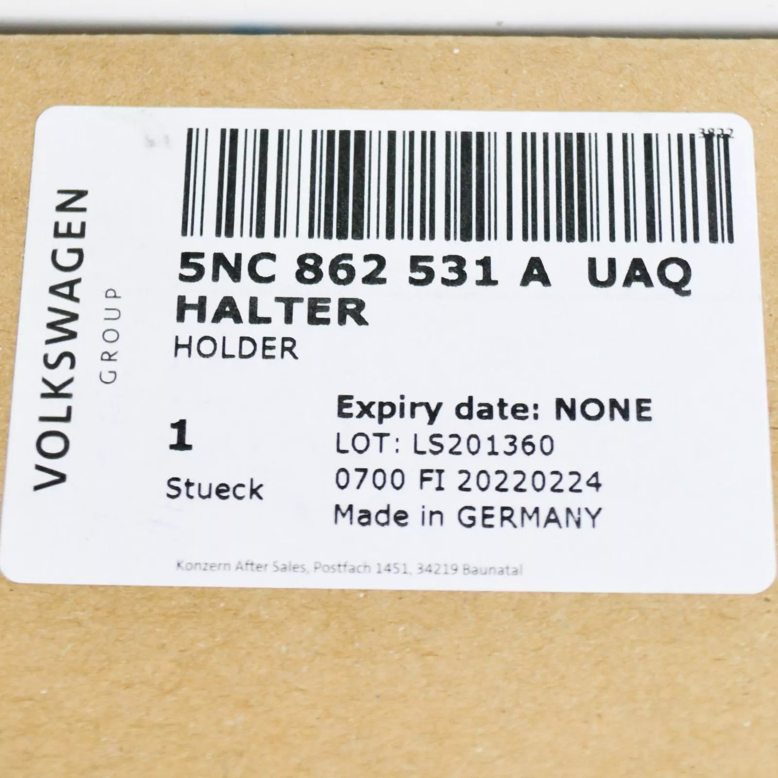 NEW VOLKSWAGEN TIGUAN AD CENTER CONSOLE CUP HOLDER RHD 5NC862531AUAQ