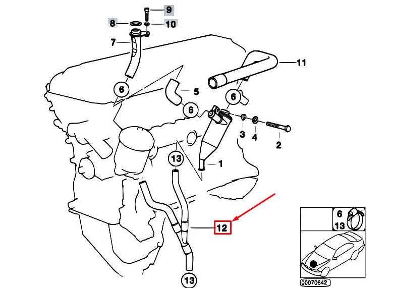 NEW BMW E36 Z3 CRANKCASE VENTILATION/OIL SEPARATOR HOSE 11151404980 ORIGINAL
