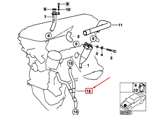 NEW BMW E36 Z3 CRANKCASE VENTILATION/OIL SEPARATOR HOSE 11151404980 ORIGINAL