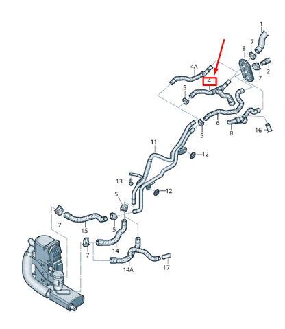 new audi a8 4h engine coolant hose 4h0265371n original