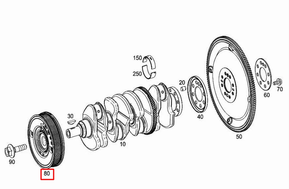 NEW MERCEDES-BENZ GLE W167 CRANKSHAFT PULLEY A2640300900 ORIGINAL