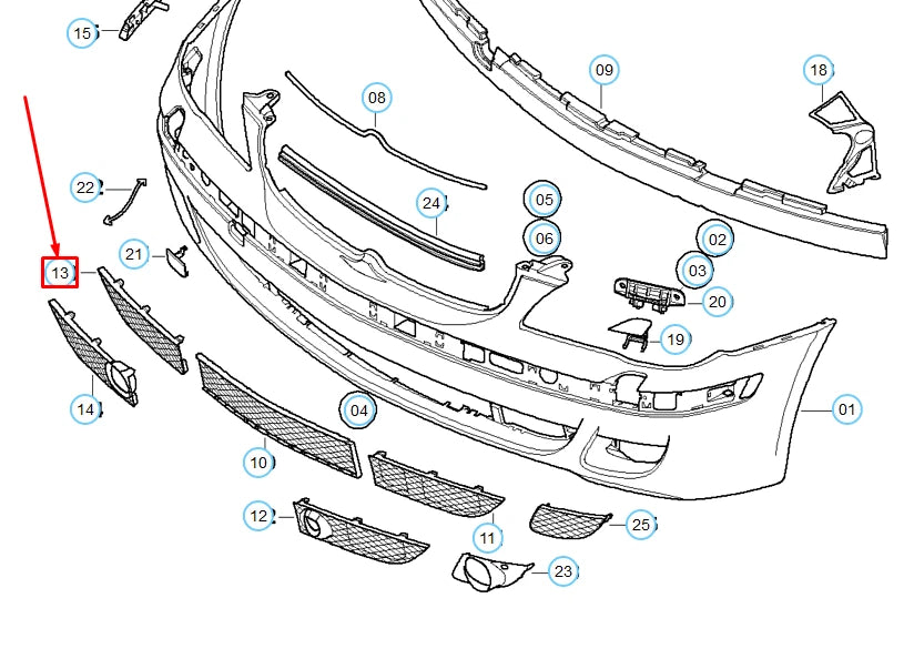 NEW BMW 7 E65 FRONT BUMPER RIGHT LATERAL GRILLE 51117135564 ORIGINAL