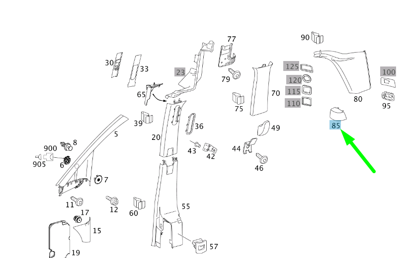 NEW MERCEDES-BENZ VITO W639 LEFT D-PILLAR COVER TRIM A63963101088J12 ORIGINAL