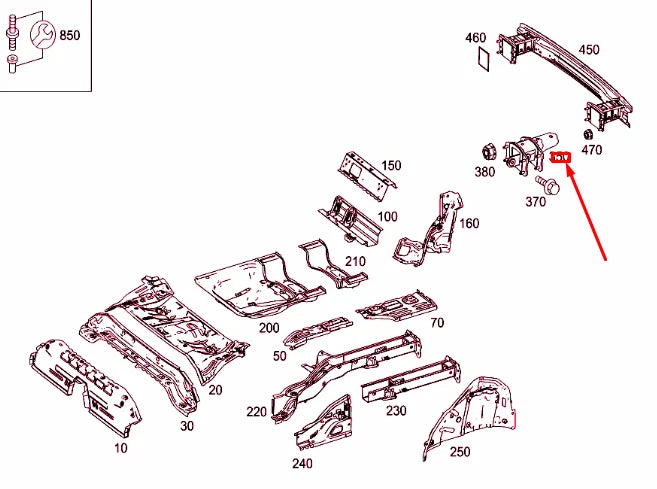 NEW MB CLA COUPE C117 REAR END FLOOR RIGHT REINFORCEMENT A2466101000 ORIGINAL