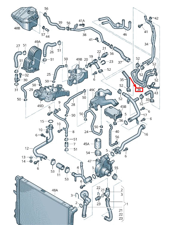 NEW AUDI Q7 4L ENGINE COOLANT HOSE 7L8122073B
