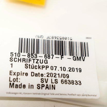 NEW VW GOLF SV REAR BUMPER EMBLEM BADGE LOGO 510853687FGMV