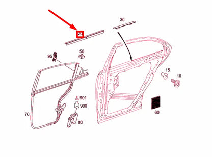 NEW MERCEDES-BENZ S W221 REAR RIGHT DOOR COVER STRIP A22173706749051 ORIGINAL