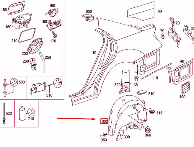NEW MERCEDES-BENZ S W221 REAR LEFT WHEEL ARCH COVER A2216902030 ORIGINAL