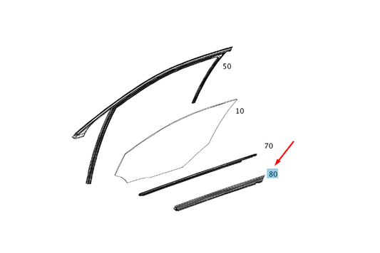 new mb e w212 front left door window inside sealing rail a2127250965 original