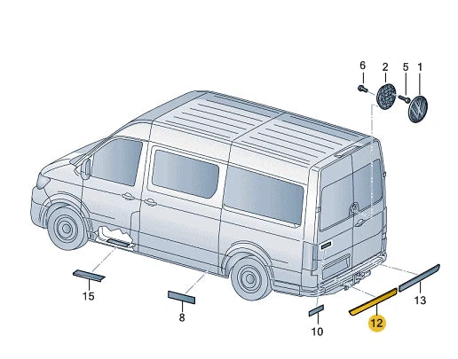 NEW VW CRAFTER SZ REAR BUMPER LEFT PROTECTIVE STRIP PANEL 7C0853079A9B9