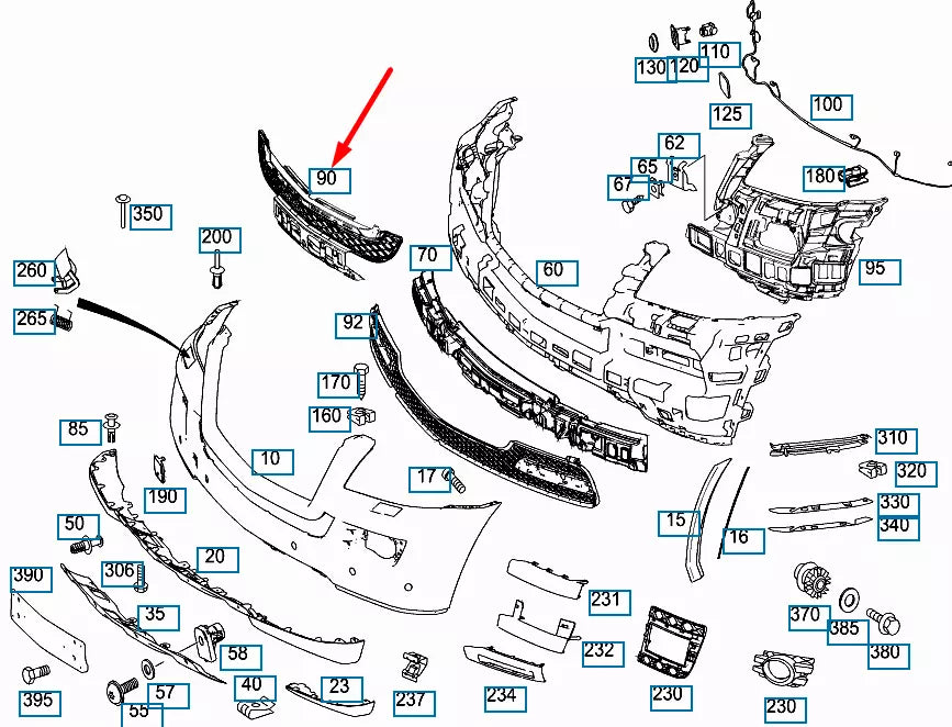 NEW MERCEDES-BENZ GL-CLASS X164 FRONT LOWER GRILL A1648852465 ORIGINAL