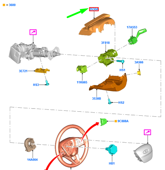 new ford puma mk2 steering column shroud assy 2327918 h1bb-3530-bf3zhe original