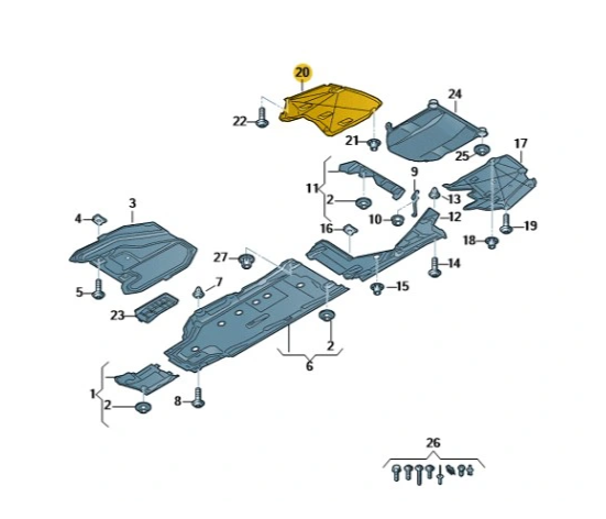 new audi a4 b9 rear right underbody cover trim 8w0825219c original