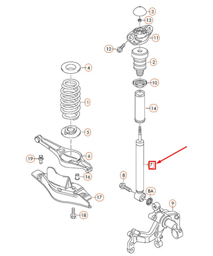 NEW AUDI A3 8P REAR GAS SHOCK ABSORBER 8J0513025F ORIGINAL