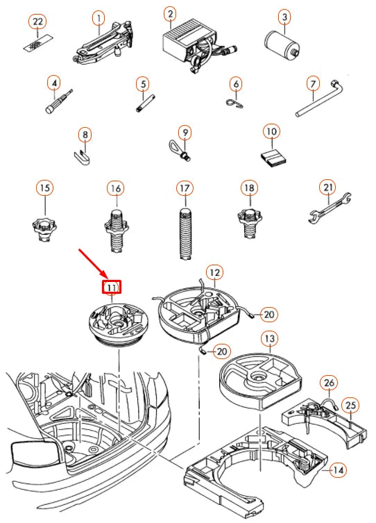 NEW VOLKSWAGEN GOLF 5K MK6 TEMPORARY SPARE WHEEL TOOLBOX 8P0012109E