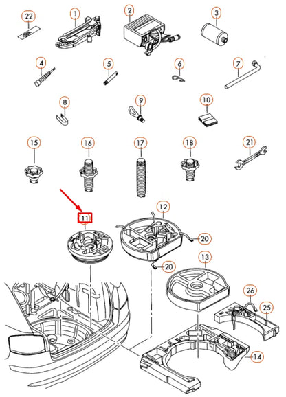 NEW VOLKSWAGEN GOLF 5K MK6 TEMPORARY SPARE WHEEL TOOLBOX 8P0012109E