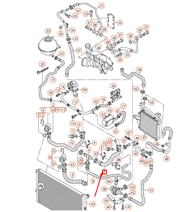 NEW AUDI TT 8J RADIATOR COOLANT HOSE 1K0121156BC ORIGINAL