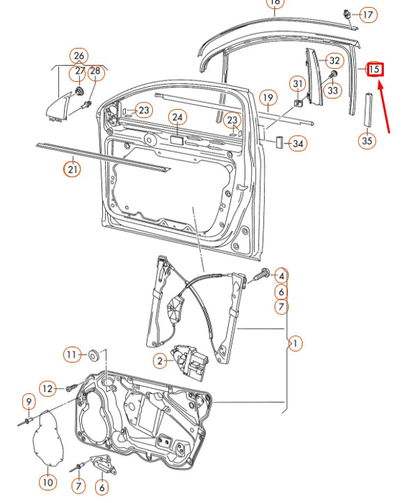 NEW VW PASSAT B7 FRONT LEFT DOOR SEALING RUBBER FRAME 3C4837431F5AP ORIGINAL