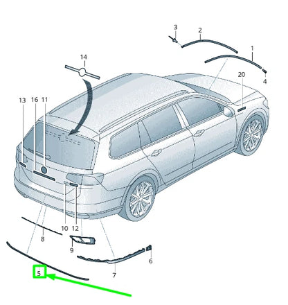 NEW VOLKSWAGEN PASSAT B8 3G REAR BUMPER CENTER TRIM 3G9853835A2ZZ