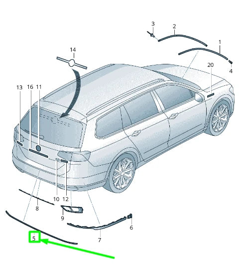 NEW VOLKSWAGEN PASSAT B8 3G REAR BUMPER CENTER TRIM 3G9853835A2ZZ