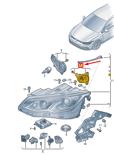 new vw golf cd rh daytime running light module repair kit 5h0998478e original