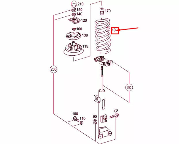 NEW MERCEDES-BENZ C W203 FRONT COIL SPRING A2033215204 ORIGINAL