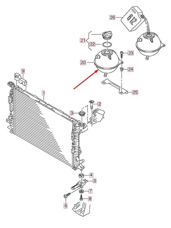 NEW VOLKSWAGEN PASSAT CC 357 EXPANSION COOLANT TANK 1K0121407A 2.0TSI