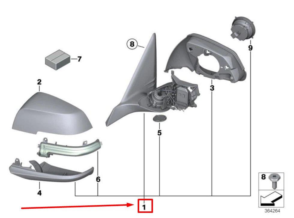 NEW BMW 2 CABRIO F23 FRONT LEFT DOOR WING MIRROR 51167268633 7268633 ORIGINAL
